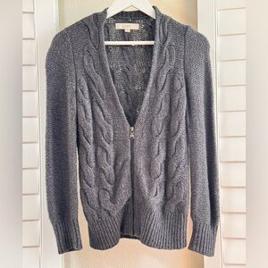 LOFT Charcoal Cable Knit Cardigan